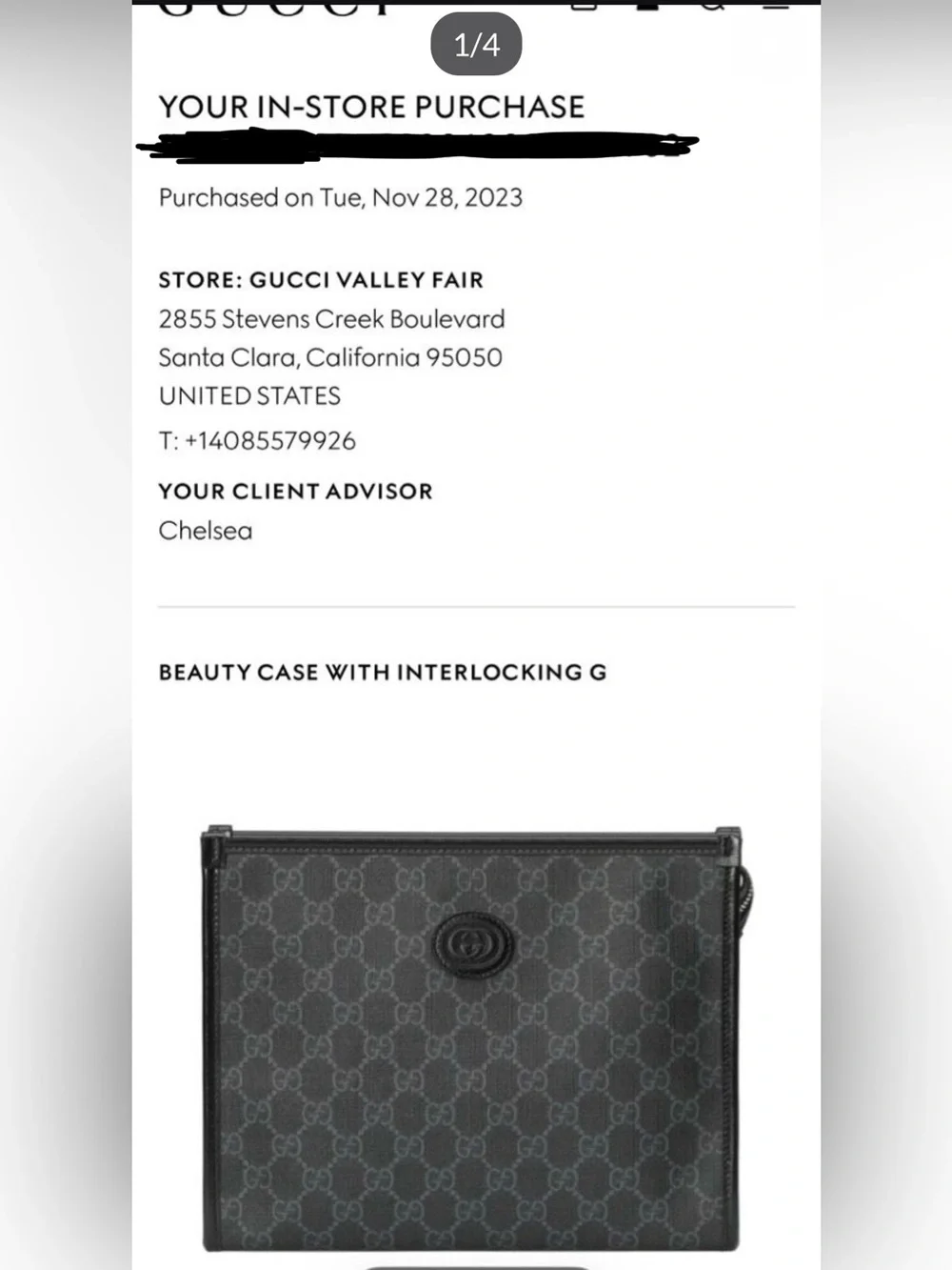 Gucci Beauty Case with Interlocking G Black GG Supreme Toiletry Pouch Leather
